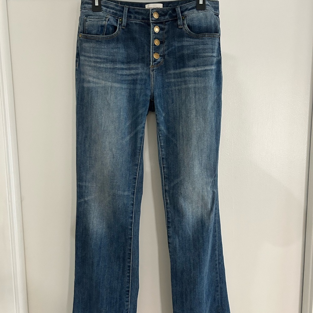 DRIFTWOOD Medium Blue Button-Up Flare Jeans